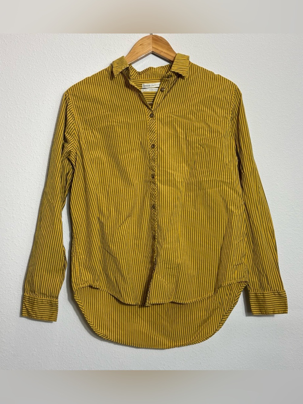 Urban Outfitters Mustard Yellow Striped Button-Down Shirt